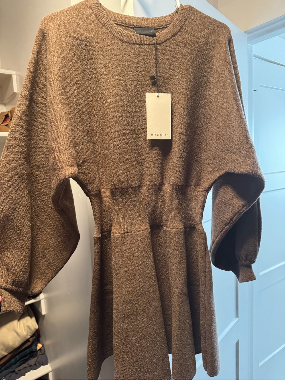Women's Brown Textured Knit dress